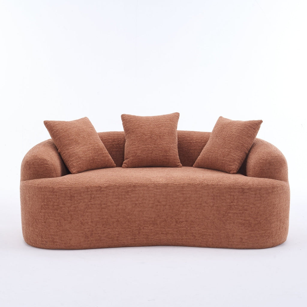 30D Chenille No-Assembly Compact Curved Loveseat Full Compression Sponge Sofa