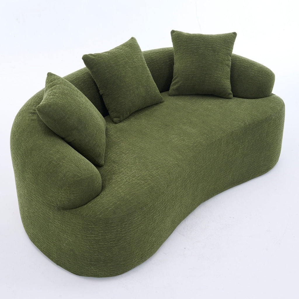 30D Chenille No-Assembly Compact Curved Loveseat Full Compression Sponge Sofa