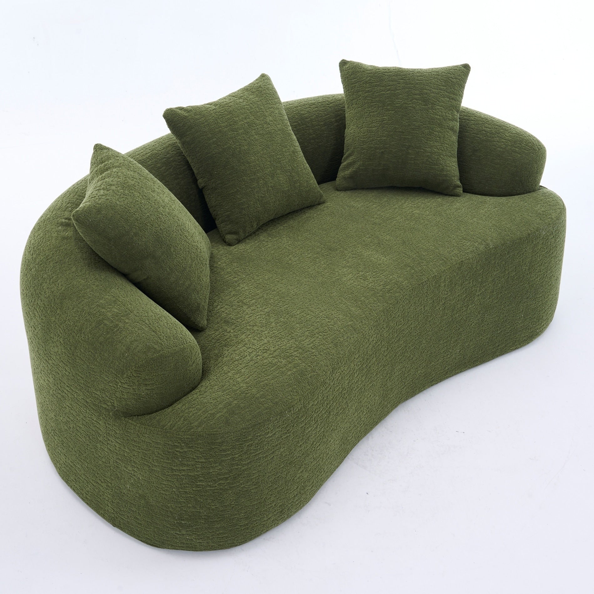 30D Chenille No-Assembly Compact Curved Loveseat Full Compression Sponge Sofa