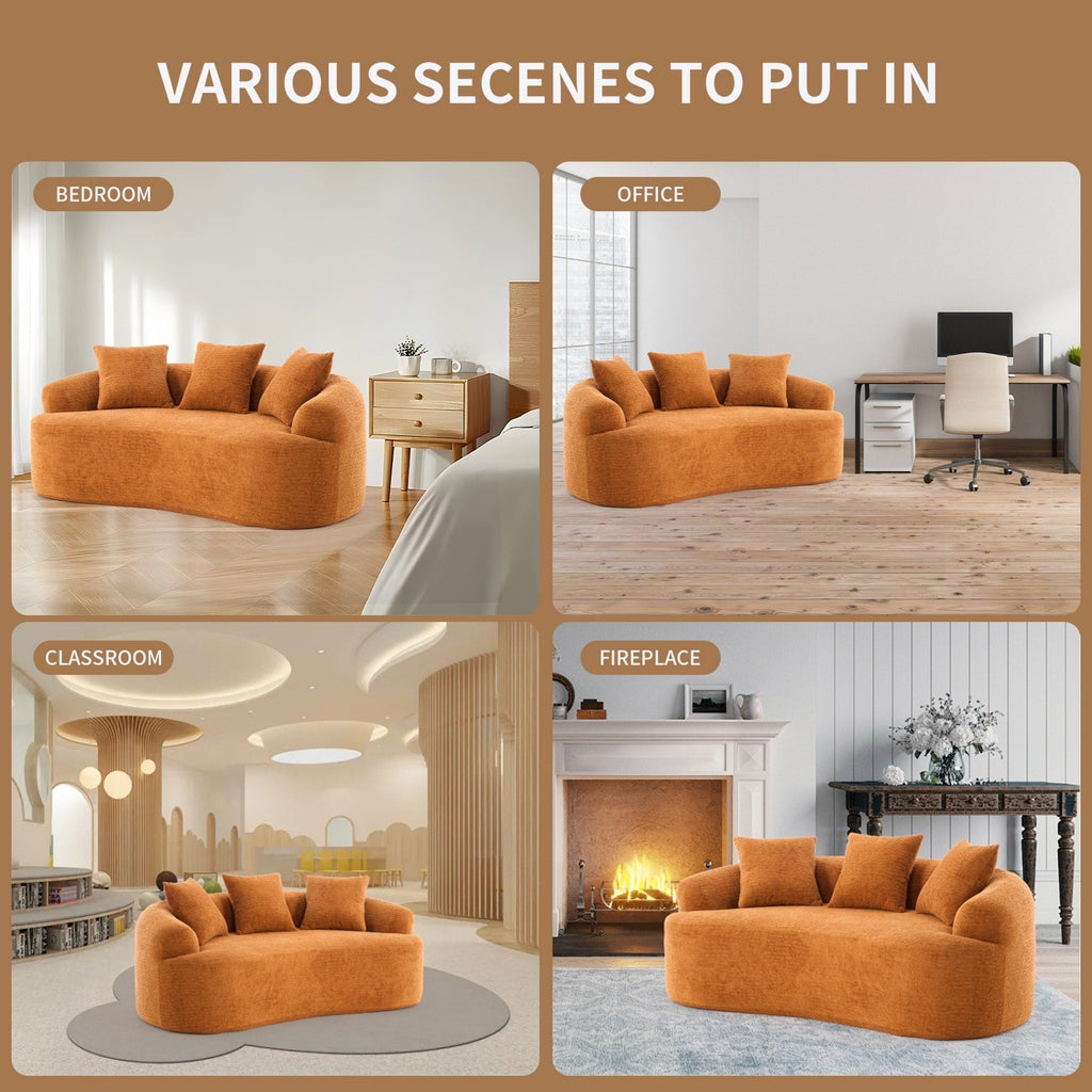 30D Chenille No-Assembly Compact Curved Loveseat Full Compression Sponge Sofa