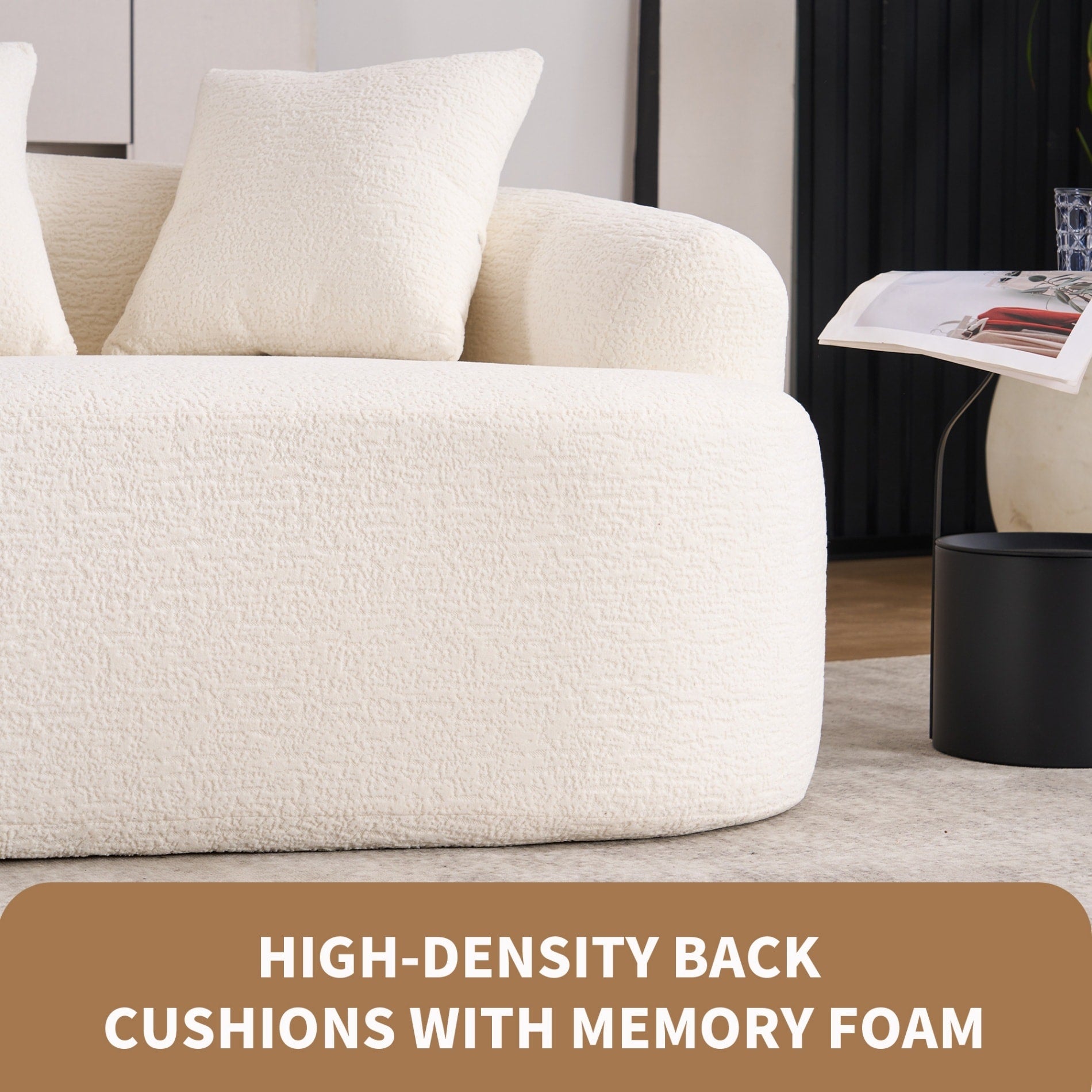 30D Chenille No-Assembly Compact Curved Loveseat Full Compression Sponge Sofa