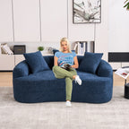 30D Chenille No-Assembly Compact Curved Loveseat Full Compression Sponge Sofa