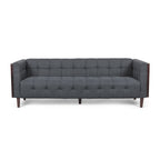 31.5 Button Tufted 3-seater Sofa with Wood Legs and Rubberwood Frame for Living Room