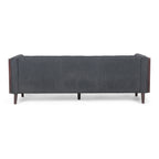 31.5 Button Tufted 3-seater Sofa with Wood Legs and Rubberwood Frame for Living Room