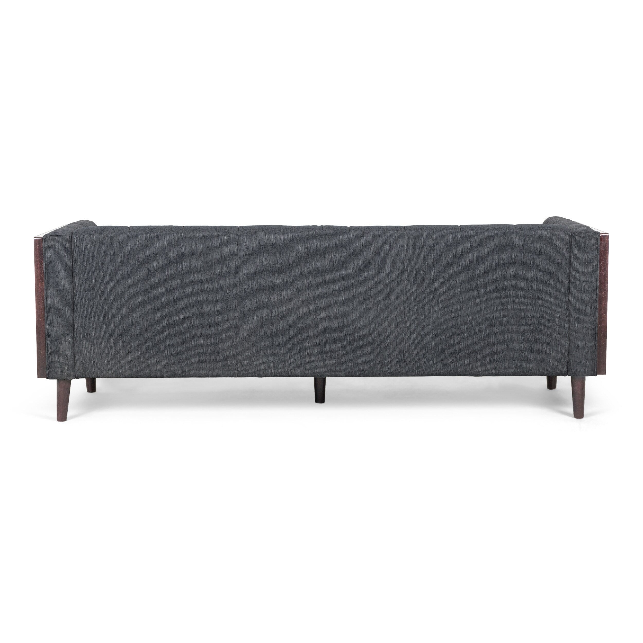 31.5 Button Tufted 3-seater Sofa with Wood Legs and Rubberwood Frame for Living Room