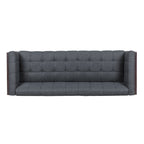 31.5 Button Tufted 3-seater Sofa with Wood Legs and Rubberwood Frame for Living Room
