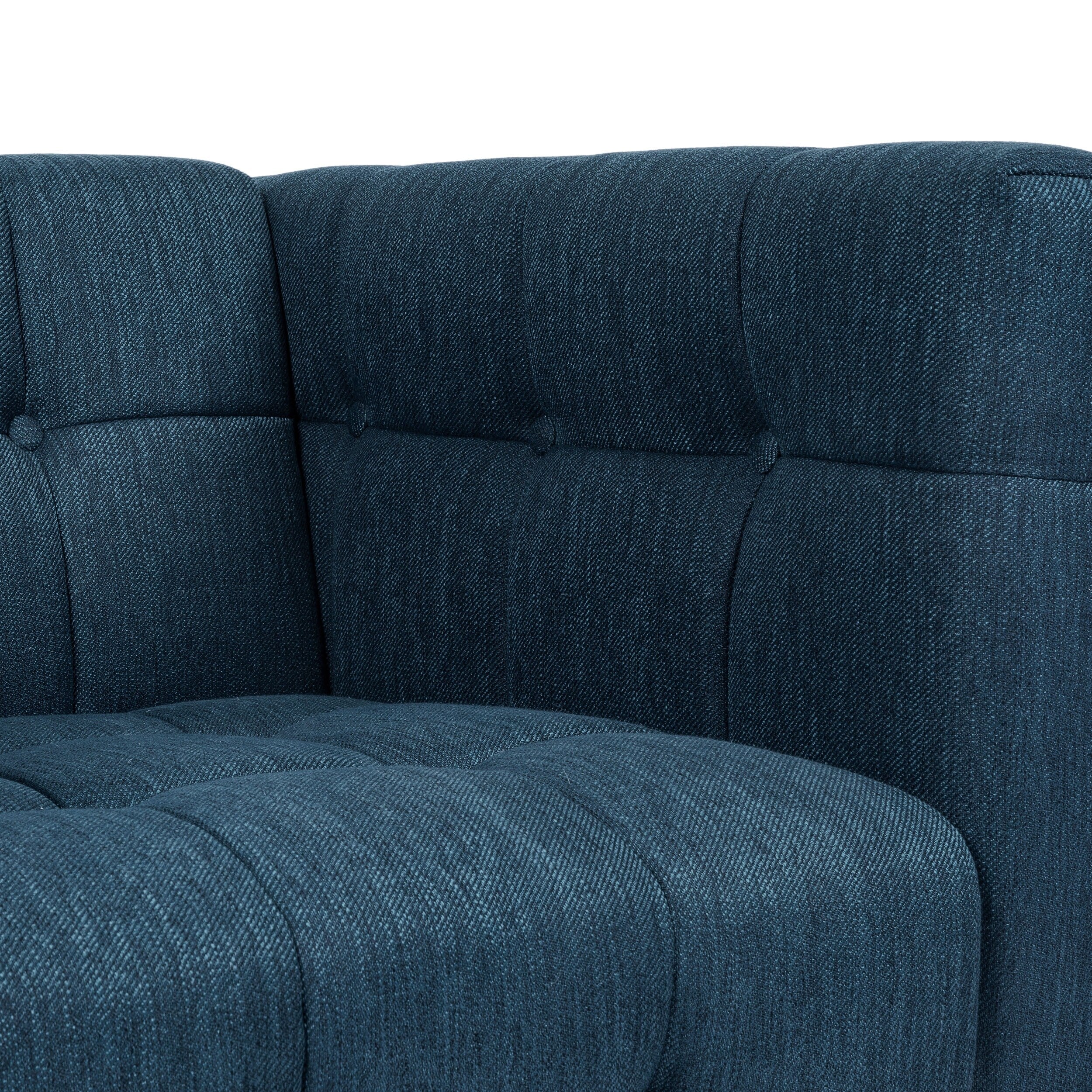31.5 Button Tufted 3-seater Sofa with Wood Legs and Rubberwood Frame for Living Room