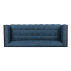 31.5 Button Tufted 3-seater Sofa with Wood Legs and Rubberwood Frame for Living Room