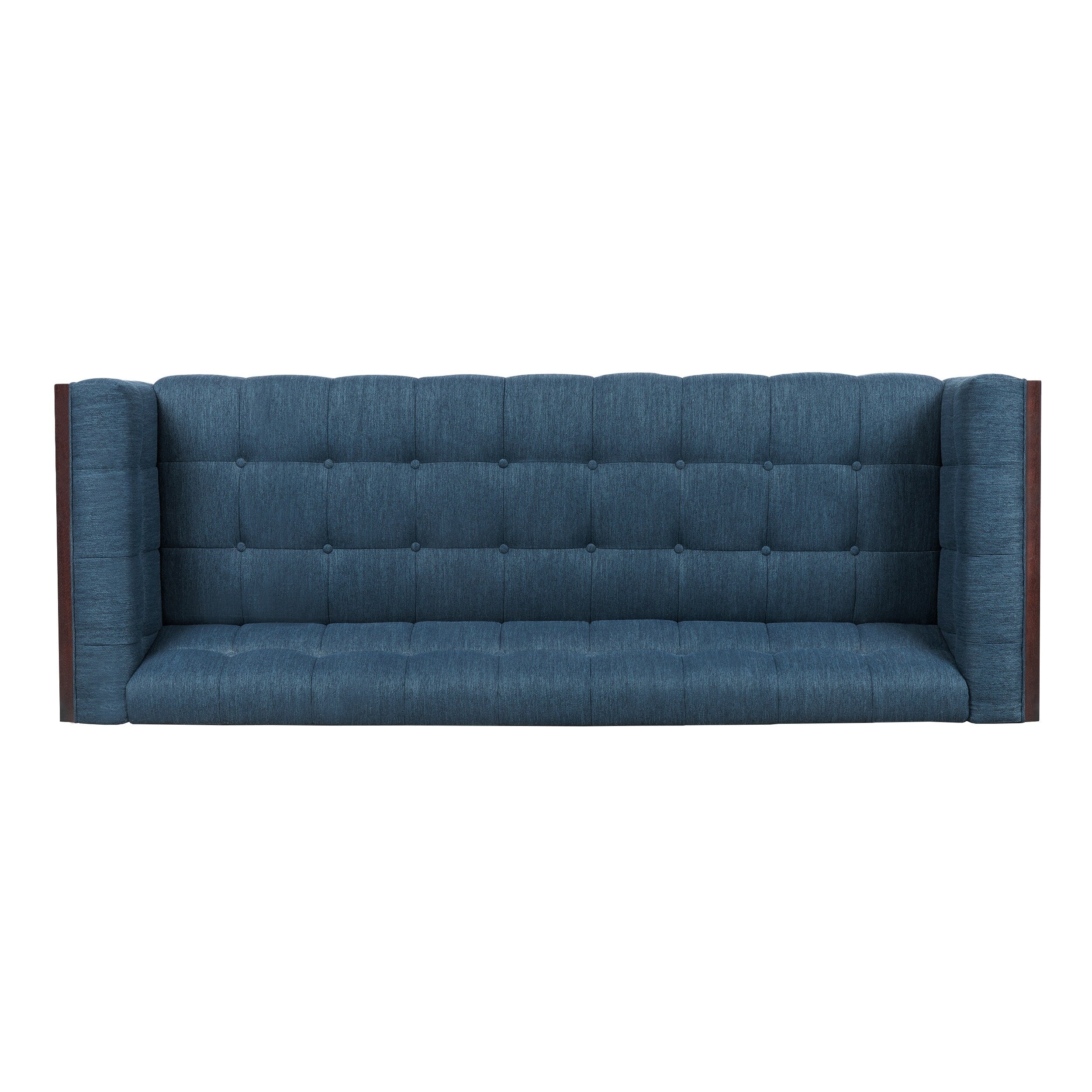 31.5 Button Tufted 3-seater Sofa with Wood Legs and Rubberwood Frame for Living Room