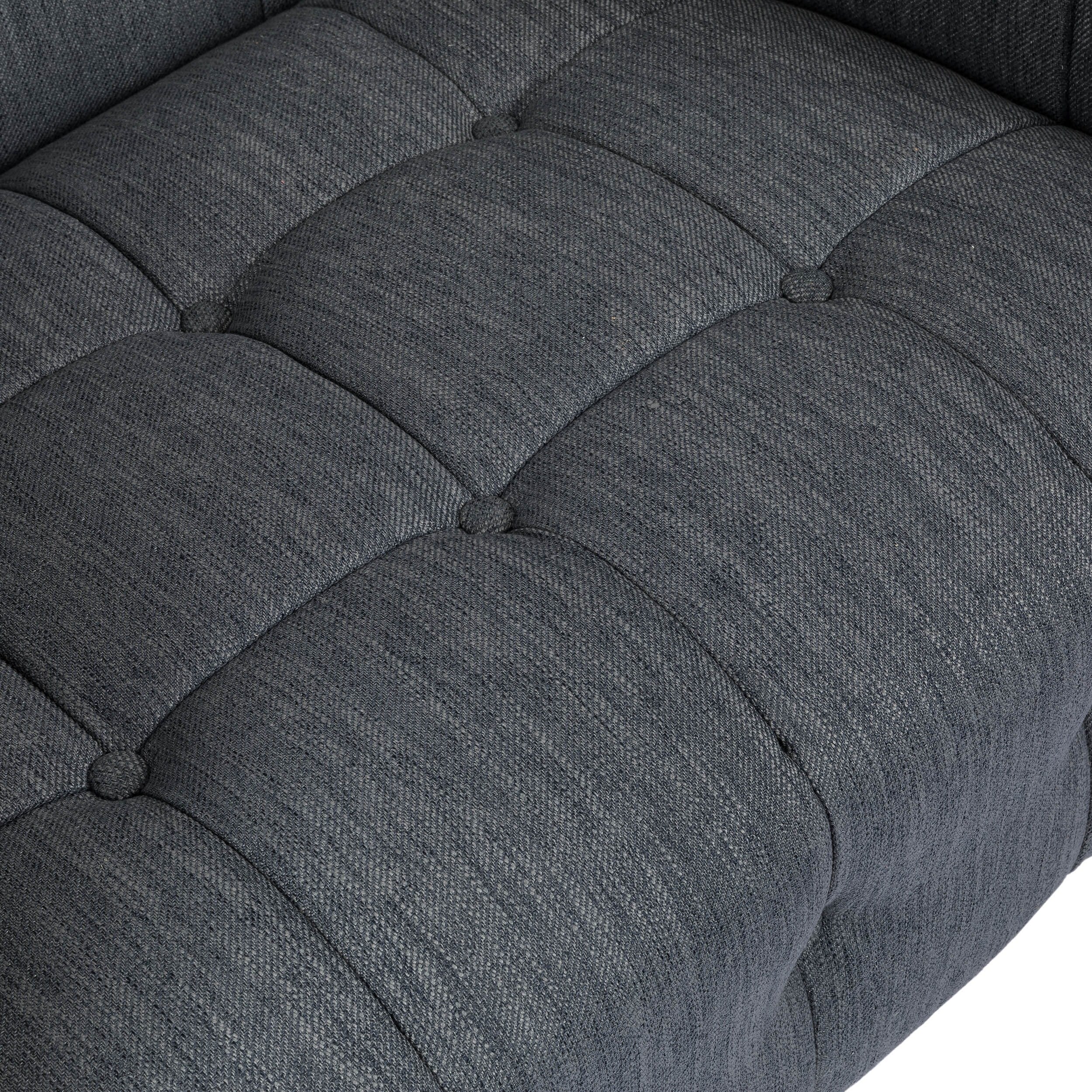 31.5 Button Tufted 3-seater Sofa with Wood Legs and Rubberwood Frame for Living Room