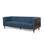 31.5 Button Tufted 3-seater Sofa with Wood Legs and Rubberwood Frame for Living Room