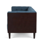 31.5 Button Tufted 3-seater Sofa with Wood Legs and Rubberwood Frame for Living Room