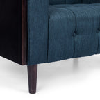 31.5 Button Tufted 3-seater Sofa with Wood Legs and Rubberwood Frame for Living Room