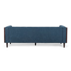 31.5 Button Tufted 3-seater Sofa with Wood Legs and Rubberwood Frame for Living Room