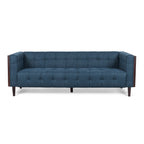 31.5 Button Tufted 3-seater Sofa with Wood Legs and Rubberwood Frame for Living Room