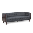 31.5 Button Tufted 3-seater Sofa with Wood Legs and Rubberwood Frame for Living Room