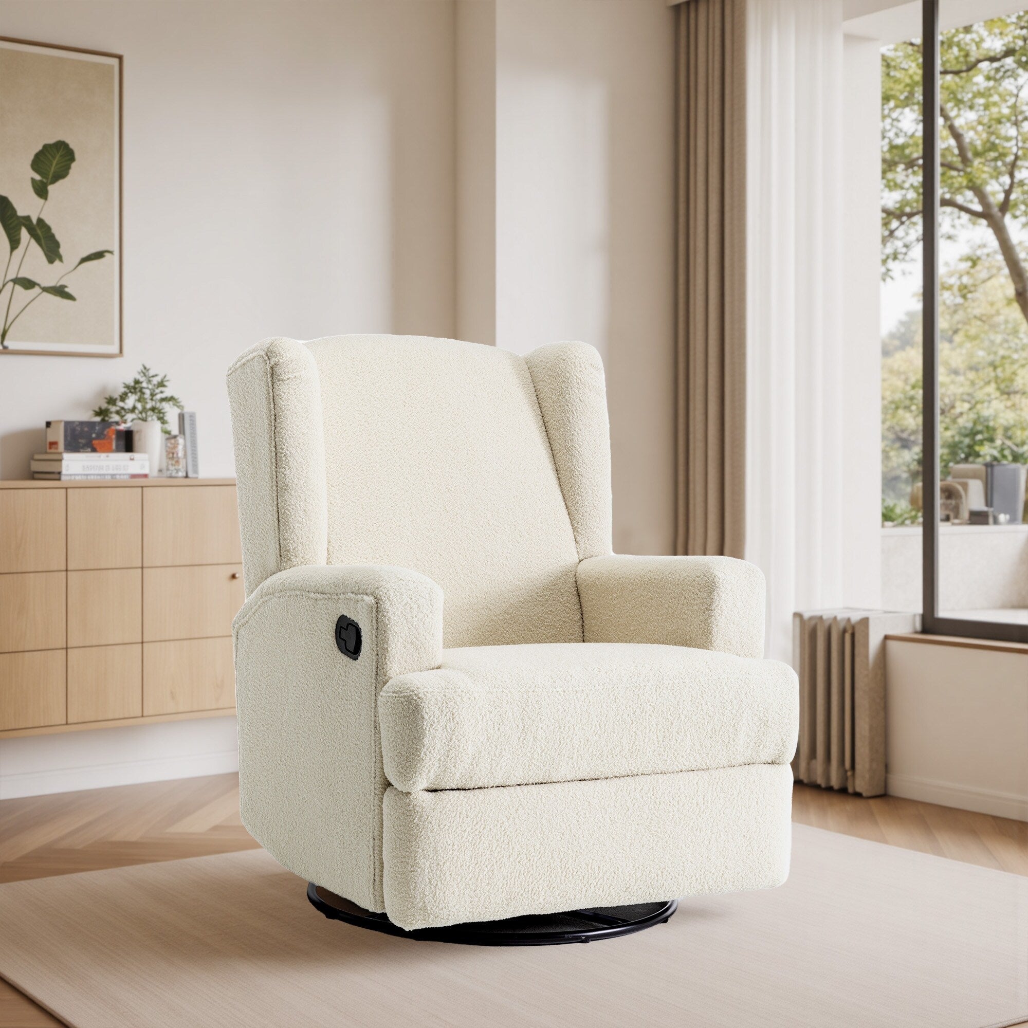 31'' W Wingback Manual Glider Swivel Rocker Recliner Nursery Chair