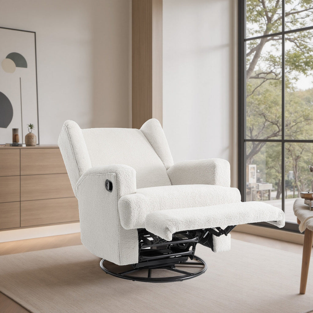 31'' W Wingback Manual Glider Swivel Rocker Recliner Nursery Chair