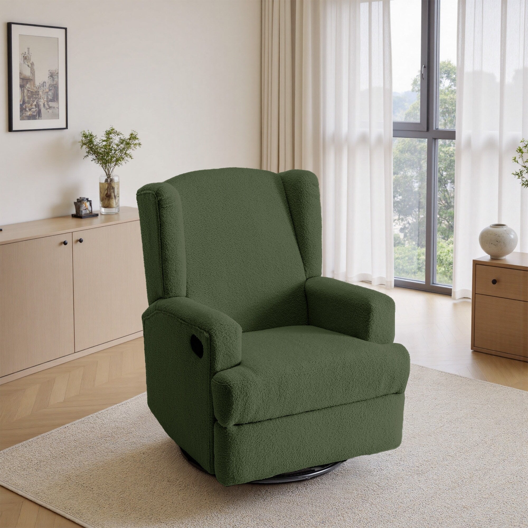 31'' W Wingback Manual Glider Swivel Rocker Recliner Nursery Chair