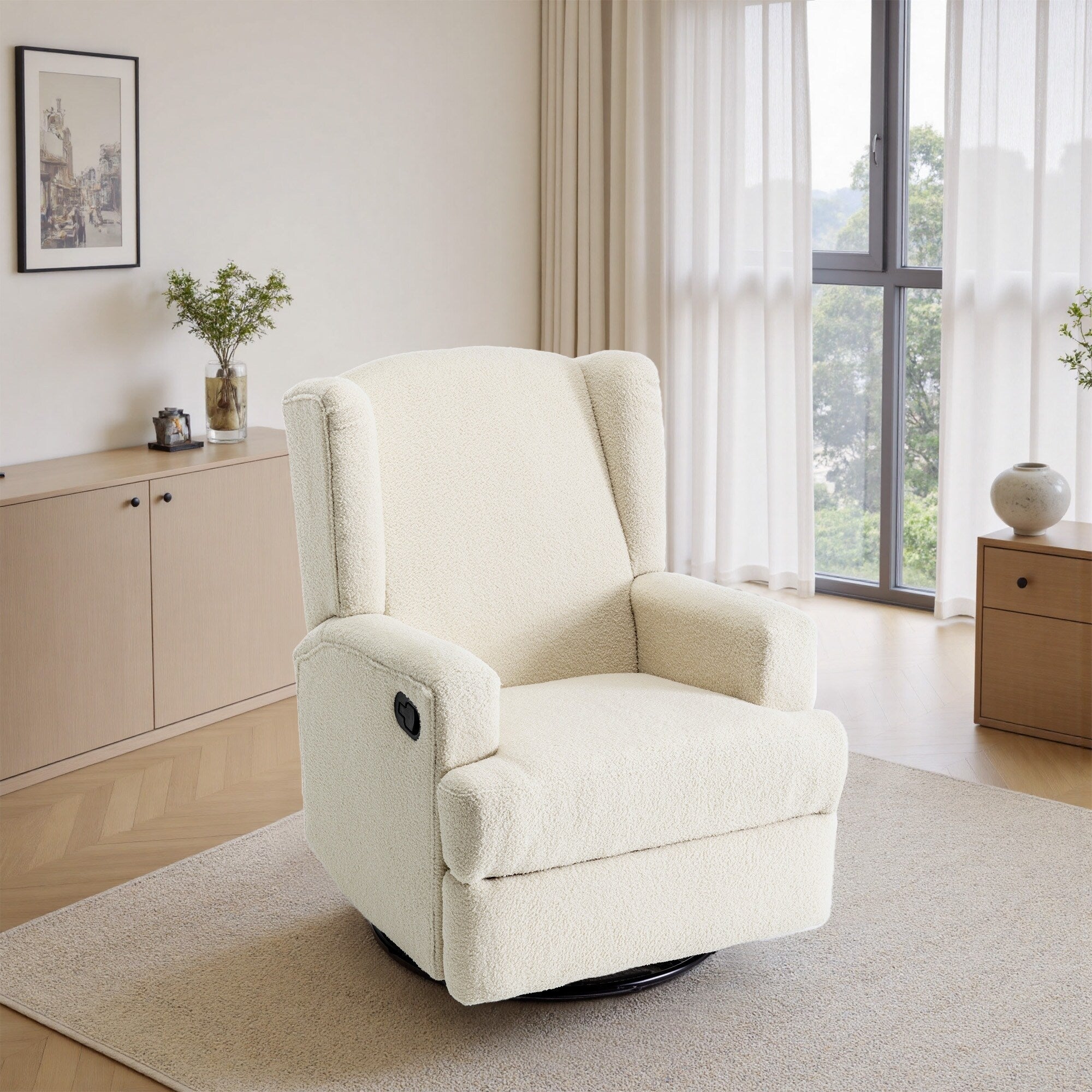 31'' W Wingback Manual Glider Swivel Rocker Recliner Nursery Chair