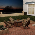 34.5 in. 5-Piece Metal Patio Fire Pit Set, Fire Pit Table and Adirondack Chairs with Cup Holder and Umbrella Holder
