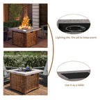 34.5 in. 5-Piece Metal Patio Fire Pit Set, Fire Pit Table and Adirondack Chairs with Cup Holder and Umbrella Holder
