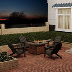 34.5 in. 5-Piece Metal Patio Fire Pit Set, Fire Pit Table and Adirondack Chairs with Cup Holder and Umbrella Holder