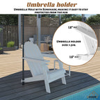 34.5 in. 5-Piece Metal Patio Fire Pit Set, Fire Pit Table and Adirondack Chairs with Cup Holder and Umbrella Holder