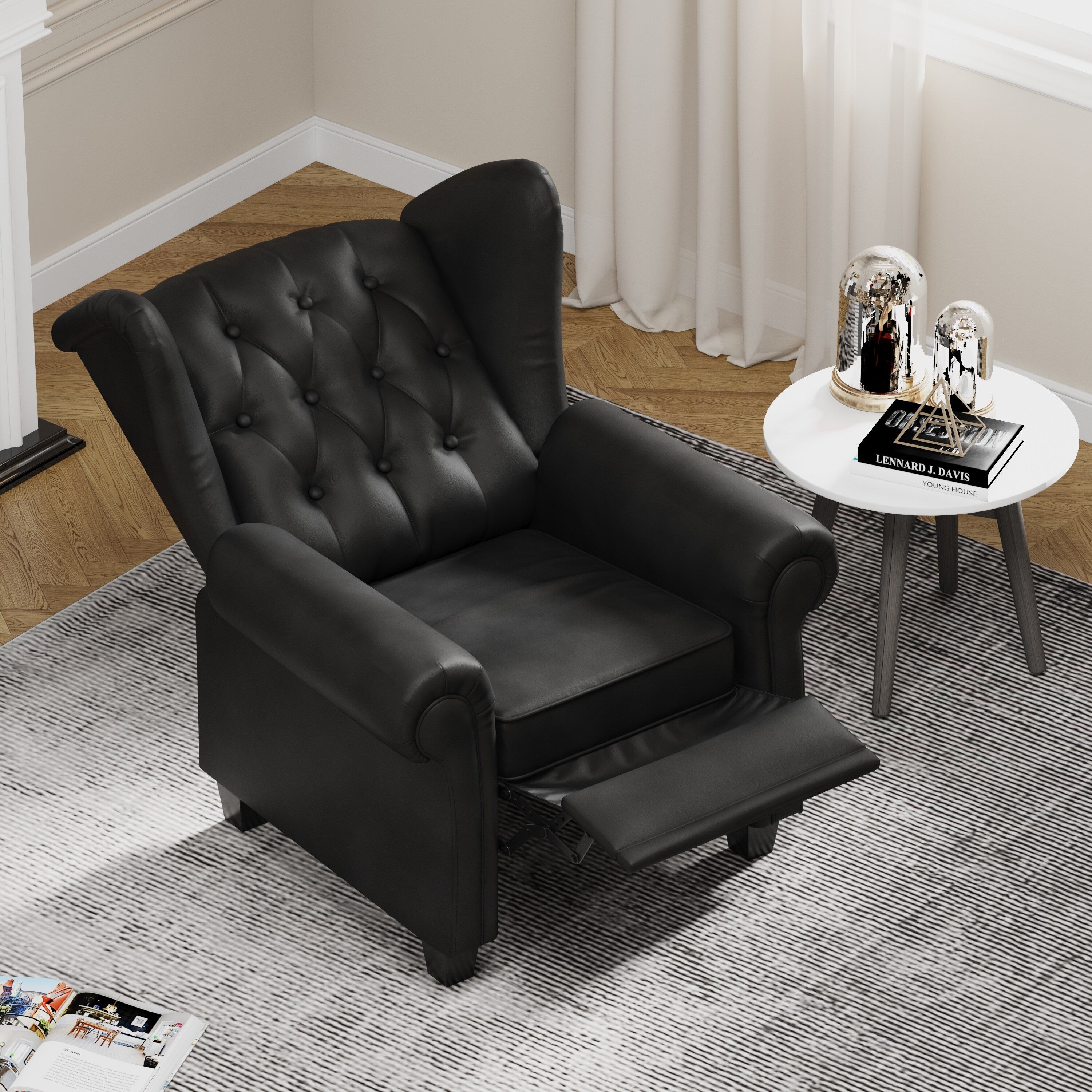 35.04 Adjustable Tufted Arm Chair with Sturdy Legs