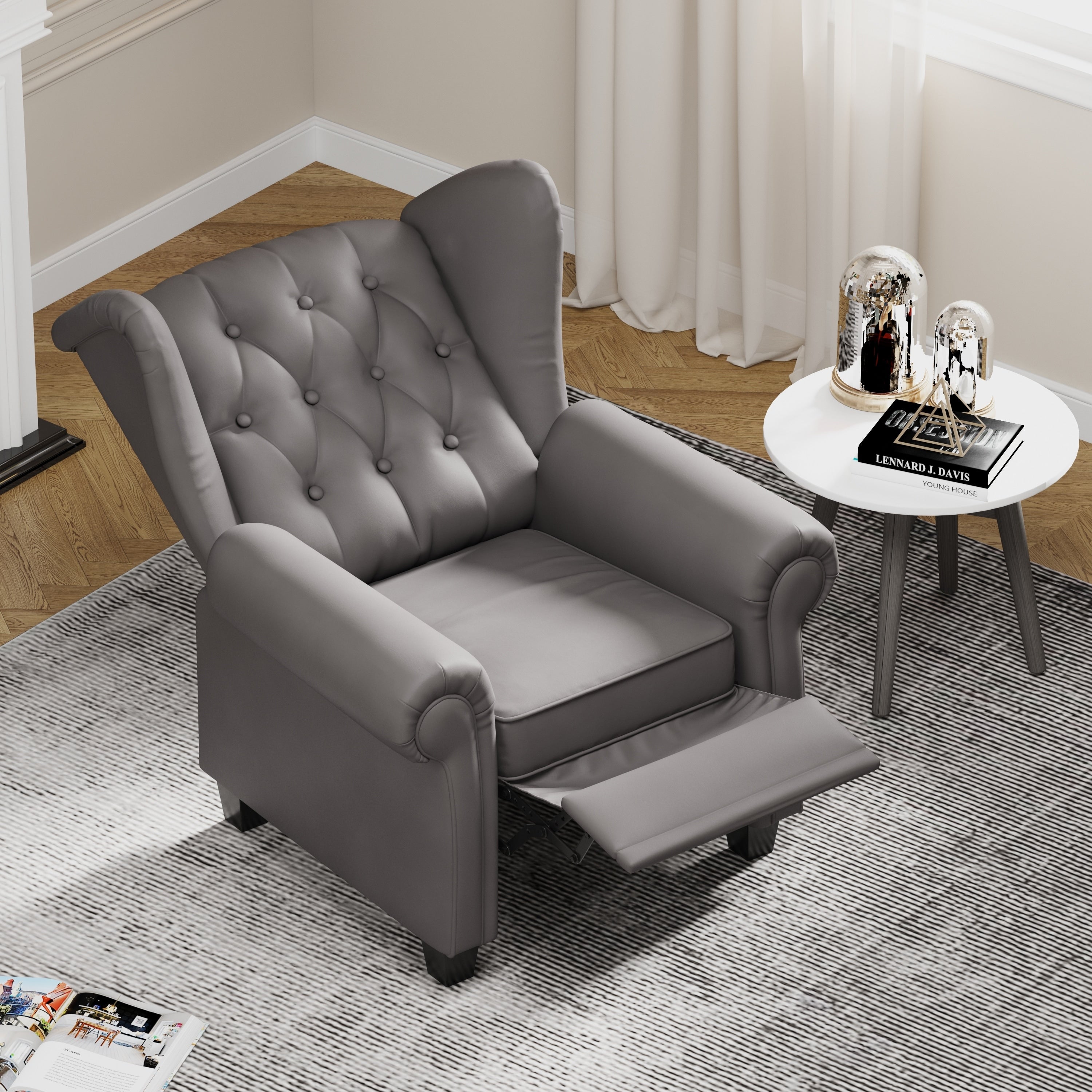 35.04 Adjustable Tufted Arm Chair with Sturdy Legs