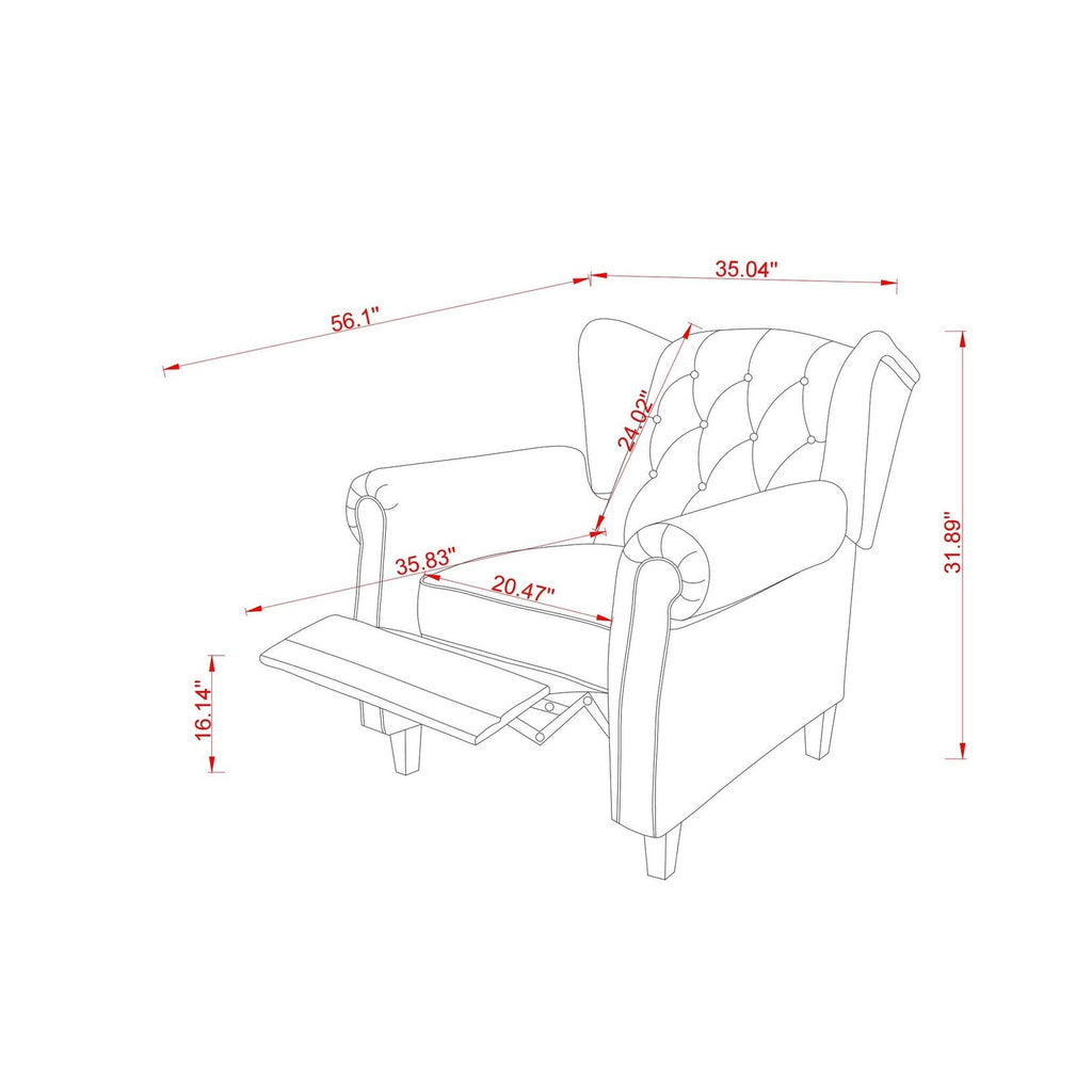 35.04 Adjustable Tufted Arm Chair with Sturdy Legs
