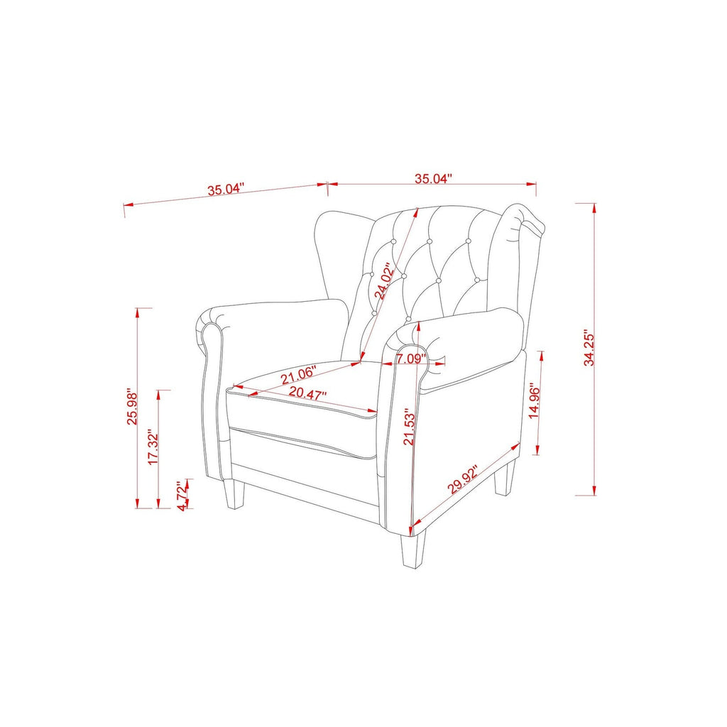 35.04 Adjustable Tufted Arm Chair with Sturdy Legs