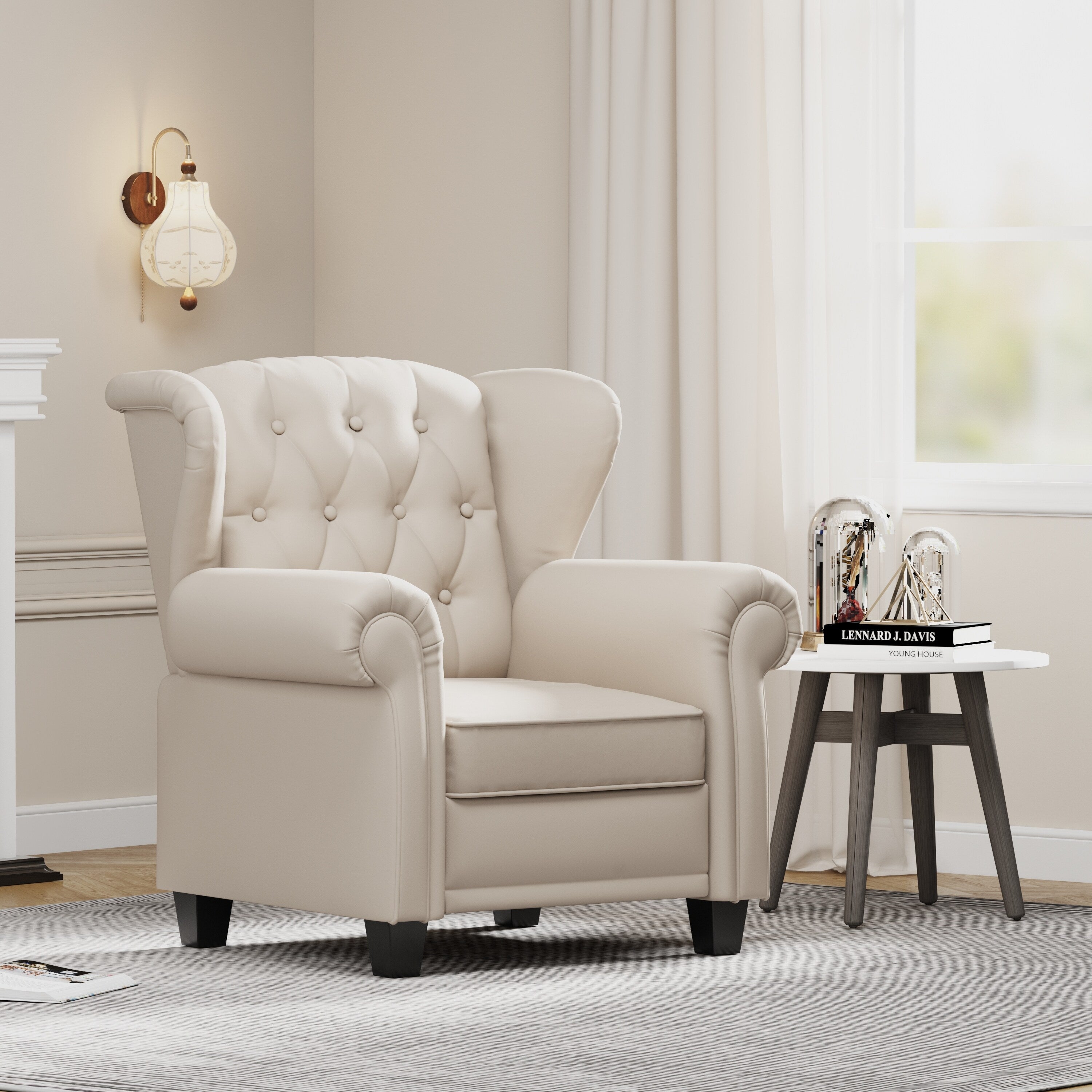 35.04 Adjustable Tufted Arm Chair with Sturdy Legs