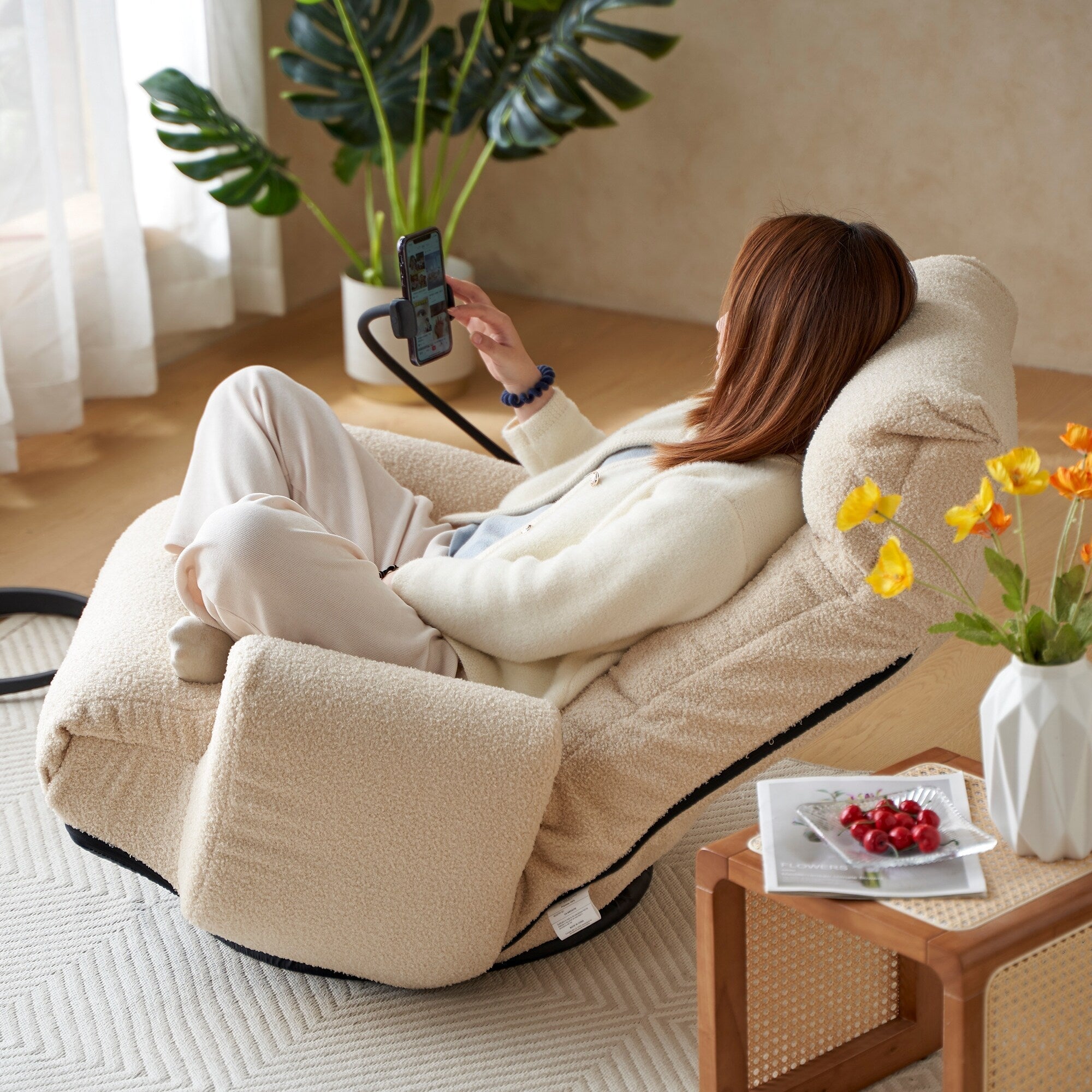 360 Degree Rotatable Sofa Chair Adjustable Lounge Chair Foldable Game Chair Recliner with Phone Holder