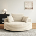 360 Degree Swivel Chair Corduroy Chenille Foam Single Sofa