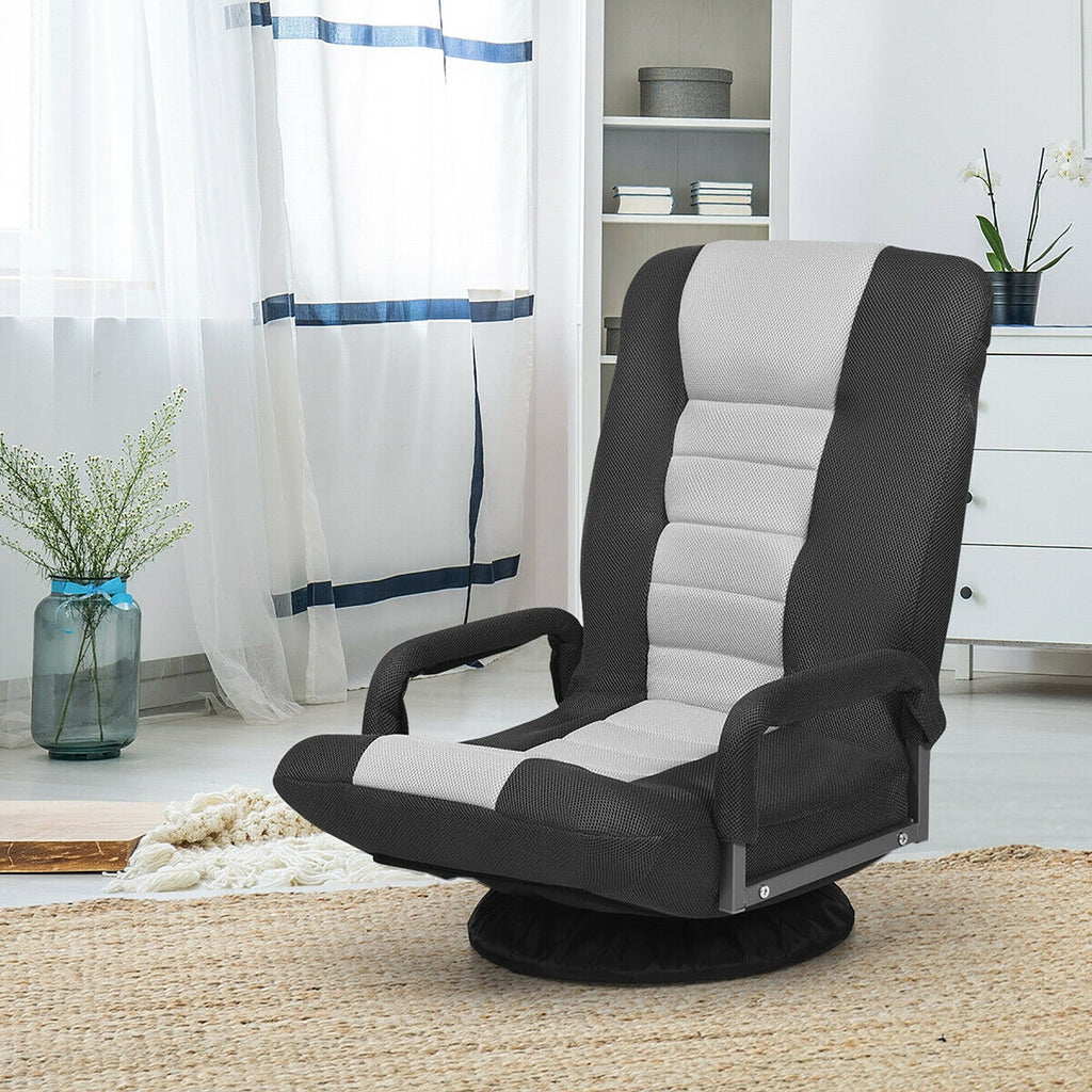 360-Degree Swivel Gaming Floor Chair with Foldable Adjustable Backrest