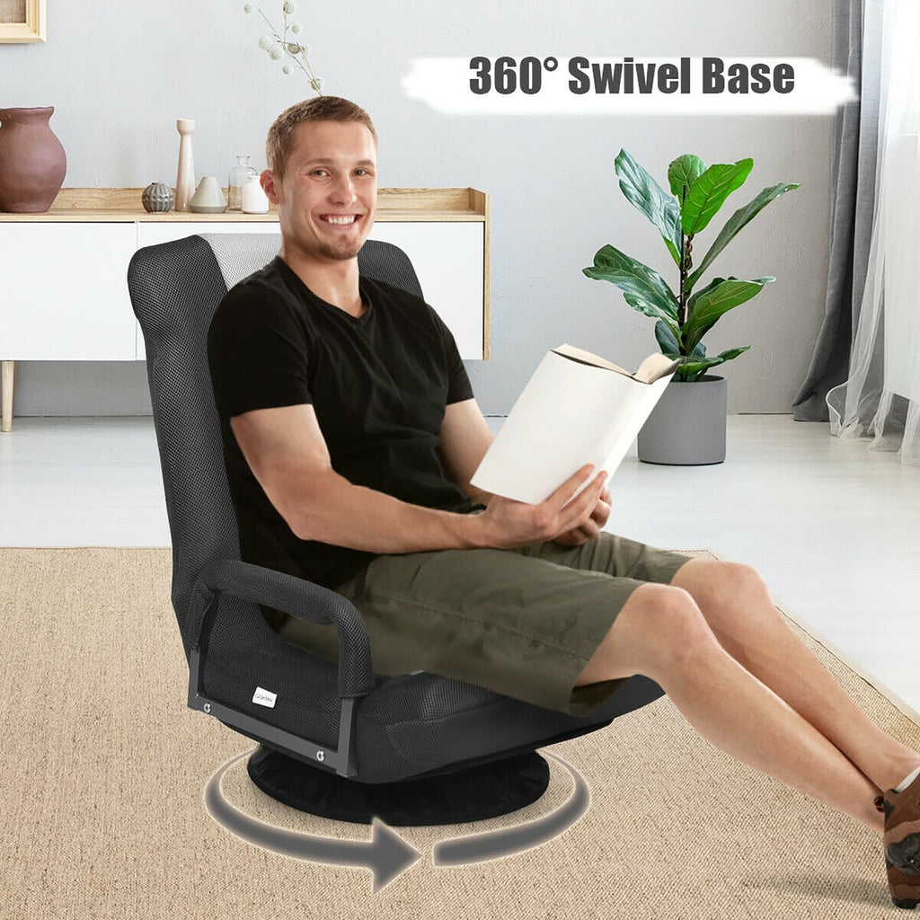 360-Degree Swivel Gaming Floor Chair with Foldable Adjustable Backrest