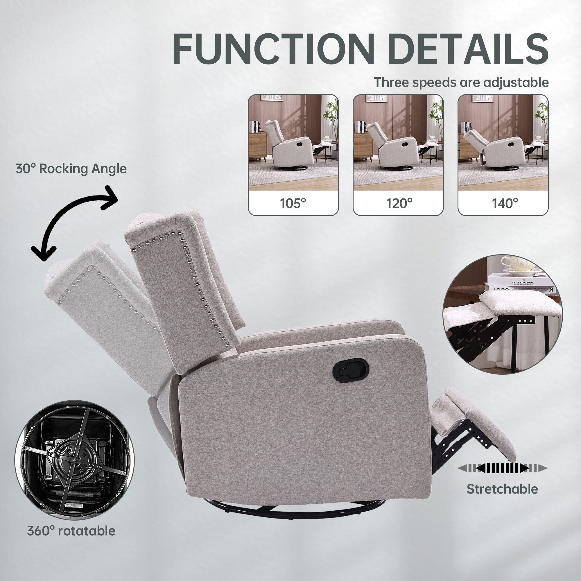 360 Degree Swivel Nursery Rocking Chair