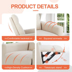360 Swivel Glider Chair Linen Upholstery Manual Recliner Chair Adjustable Single Sofa for Nursery Living Room or Bedroom