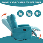 360 Swivel Manual Recliner Adjustable Fabric Rocking Recliner Living Room Single Soft Sofa with Rocker