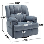 360 Swivel Manual Recliner Chair Adjustable Rocking Lounge Chair Oversized Single Sofa for Living Room