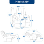 360 Swivel Manual Recliner Chair Adjustable Rocking Lounge Chair Oversized Single Sofa for Living Room