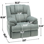 360 Swivel Manual Recliner Chair Adjustable Rocking Lounge Chair Oversized Single Sofa for Living Room