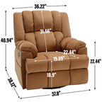 360 Swivel Manual Recliner Chair Adjustable Rocking Lounge Chair Oversized Single Sofa for Living Room