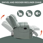 360 Swivel Manual Recliner Chair Adjustable Rocking Lounge Chair Oversized Single Sofa for Living Room