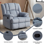 360 Swivel Manual Recliner Chair Adjustable Rocking Lounge Chair Oversized Single Sofa for Living Room