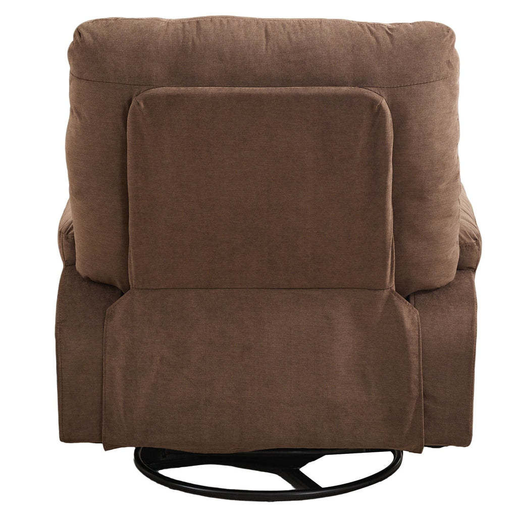 360 Swivel Manual Recliner Single Sofa Chair Fabric Lounge Chair with Pull Out Footrest and Side Pockets