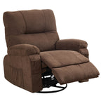 360 Swivel Manual Recliner Single Sofa Chair Fabric Lounge Chair with Pull Out Footrest and Side Pockets
