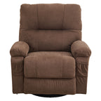 360 Swivel Manual Recliner Single Sofa Chair Fabric Lounge Chair with Pull Out Footrest and Side Pockets