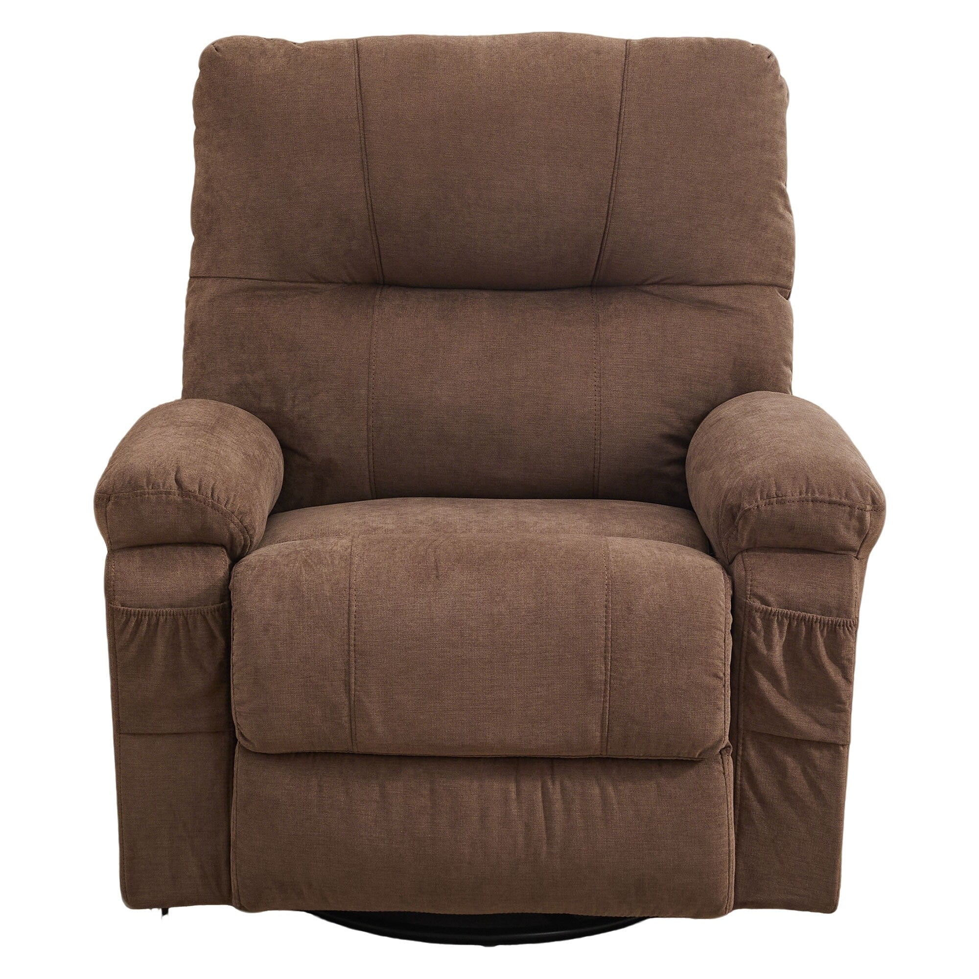 360 Swivel Manual Recliner Single Sofa Chair Fabric Lounge Chair with Pull Out Footrest and Side Pockets
